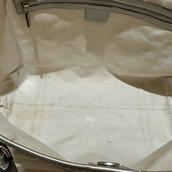 Gucci Metallic Silver GG Webbed Canvas Tote - Picture 8 of 17